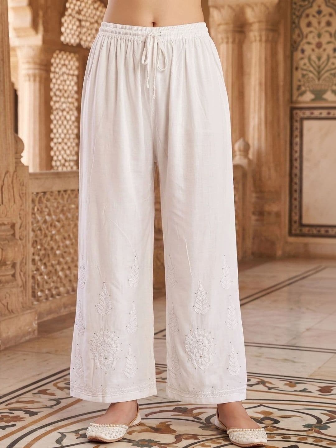 Meiraas Studios Women Ethnic Motifs Embroidered Regular Mirror Work Kurta with Palazzos thumbnail 7