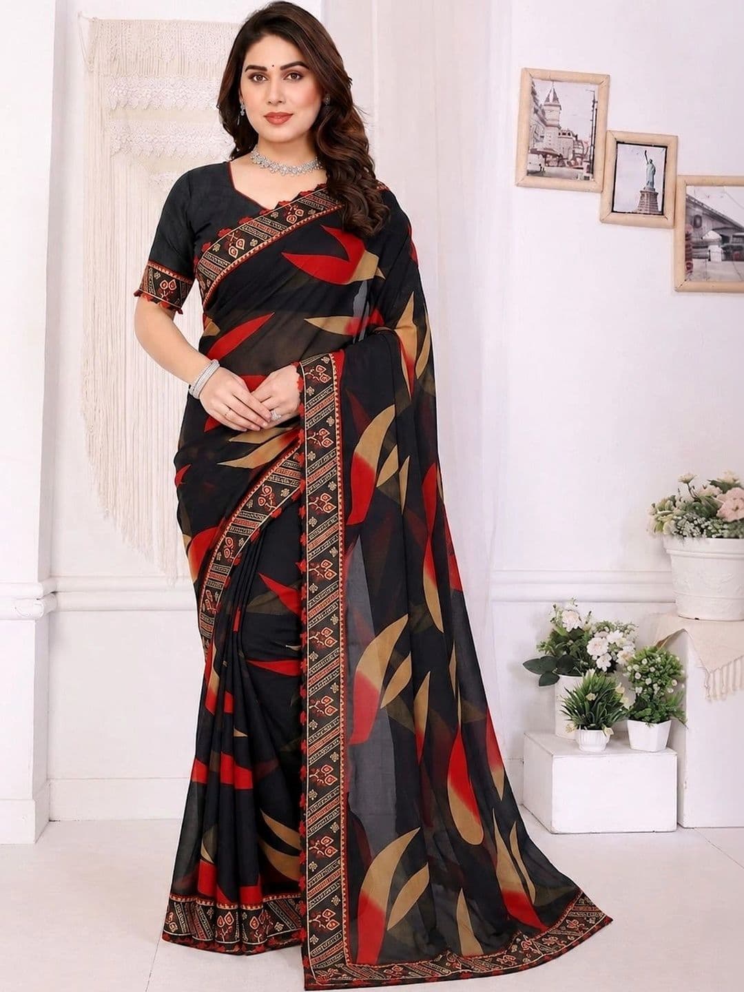 RENBRIZA Poly Georgette Saree thumbnail 5