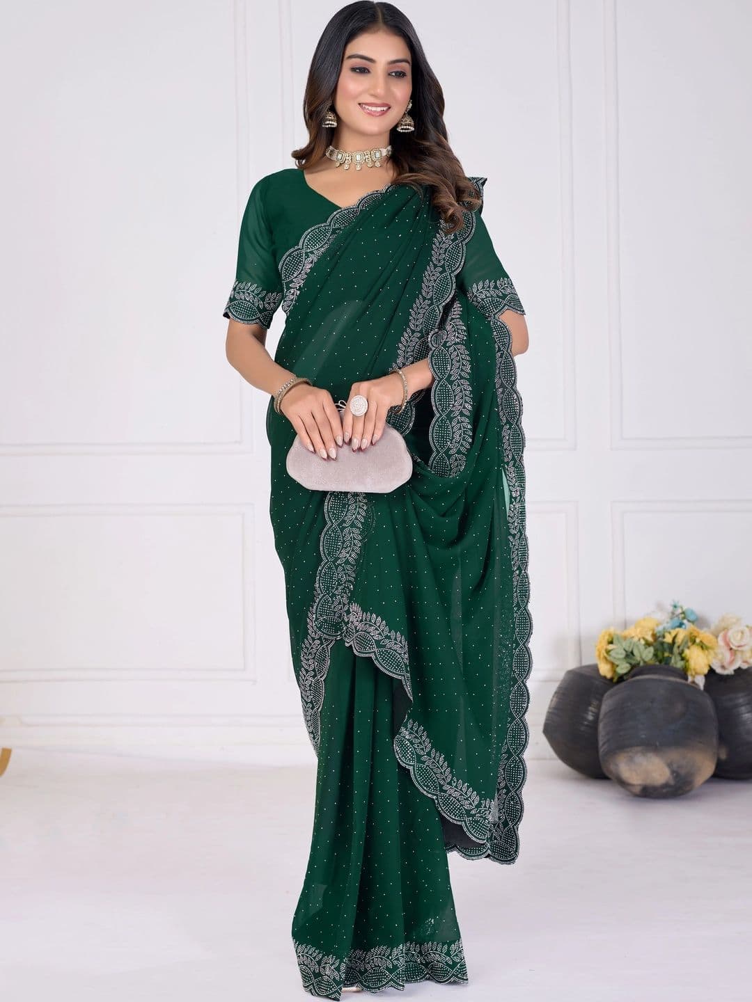 RENBRIZA Poly Georgette Saree thumbnail 2