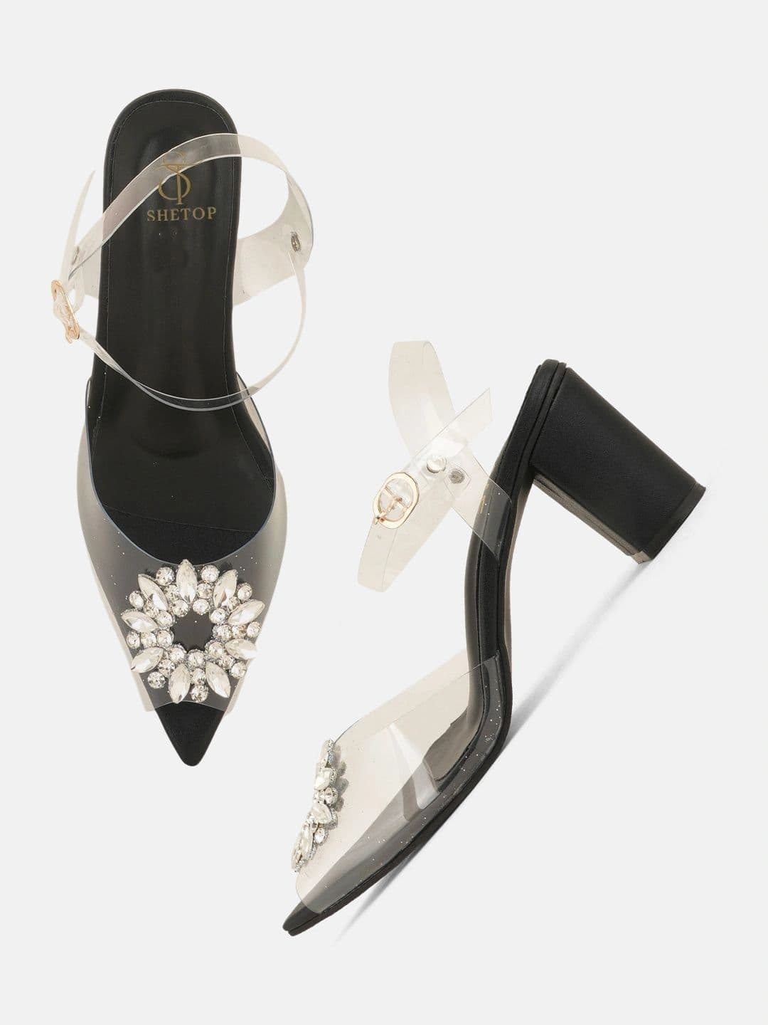 SHETOP Textured Party Block Pumps thumbnail 6