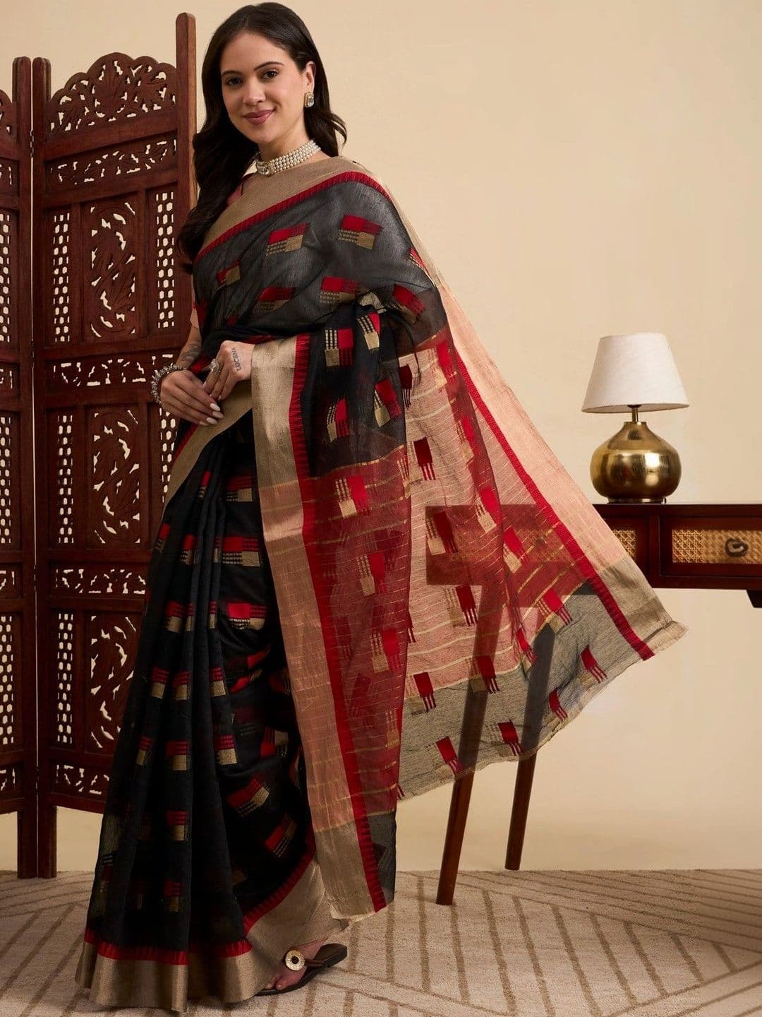 Sangria Woven Design Zari Designer Kota Saree thumbnail 4