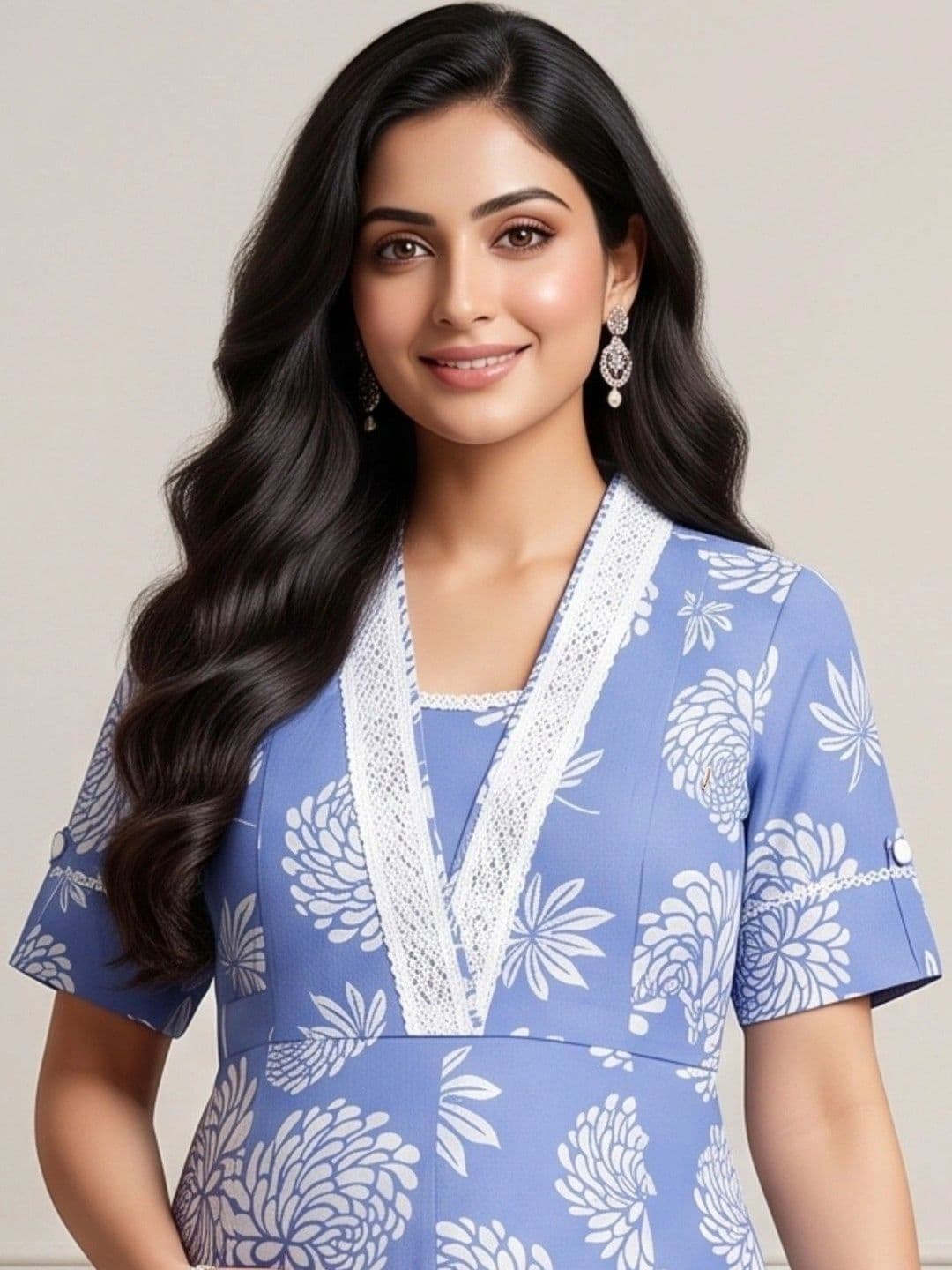 DUMMY SHAPE Women Floral Printed Empire Kurta with Trousers thumbnail 2
