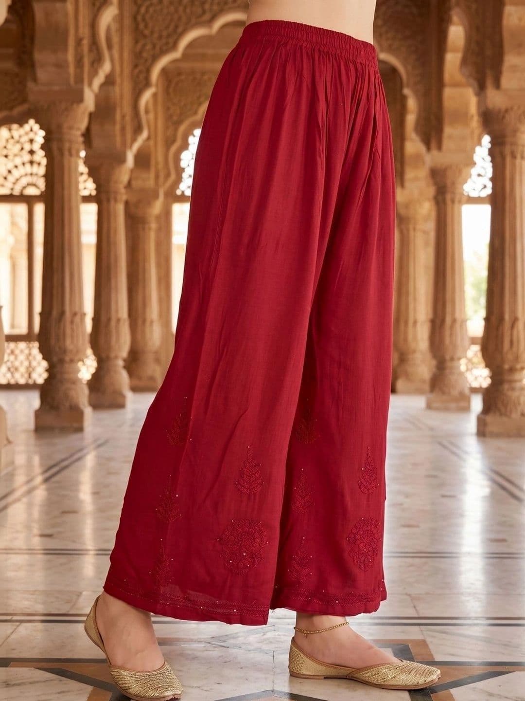 Meiraas Studios Women Ethnic Motifs Embroidered Regular Thread Work Kurta with Palazzos thumbnail 7
