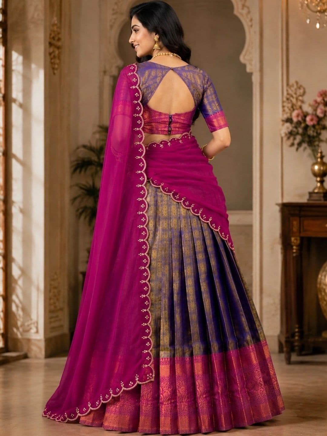 KALINI Ready to Wear Lehenga & Unstitched Blouse With Dupatta thumbnail 3