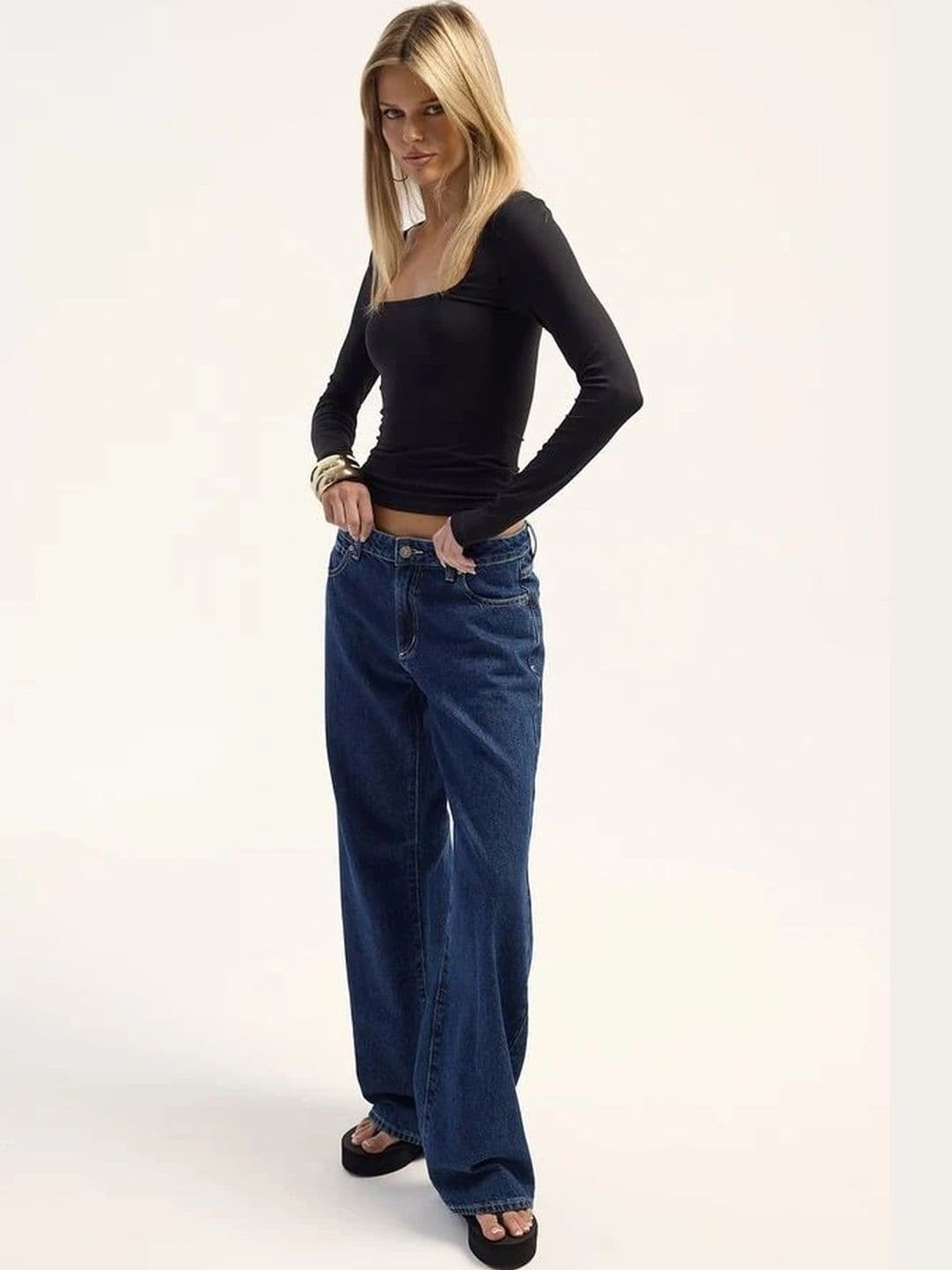 Aadvi Fashion Women Comfort Wide Leg High-Rise Stretchable Jeans thumbnail 2