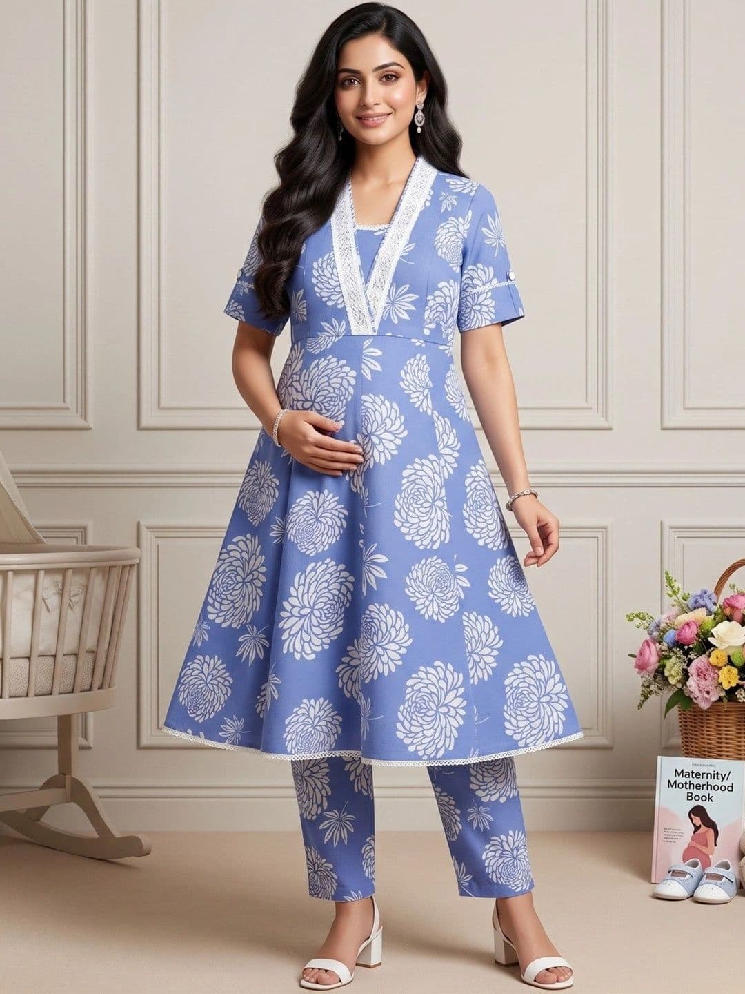DUMMY SHAPE Women Floral Printed Empire Kurta with Trousers - view 1