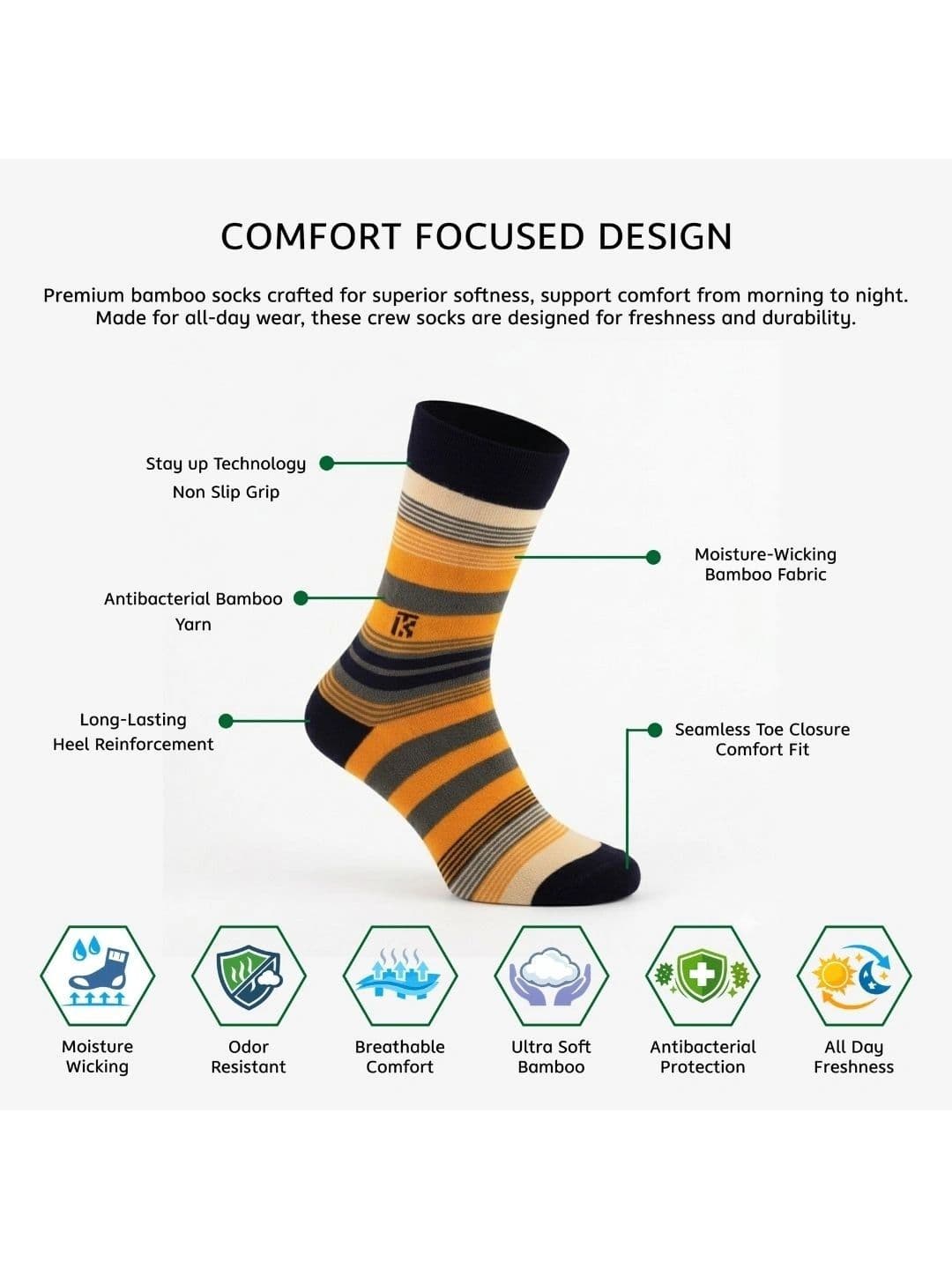 Kikitoes Men Pack of 2 Assorted Striped Ankle Length Socks thumbnail 6