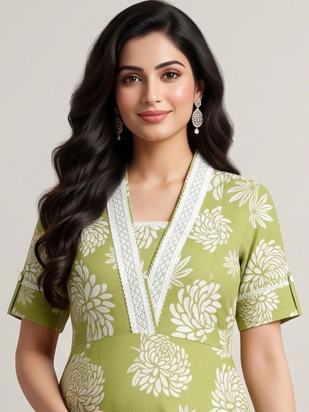 DUMMY SHAPE Women Floral Printed Empire Kurta with Trousers thumbnail 2