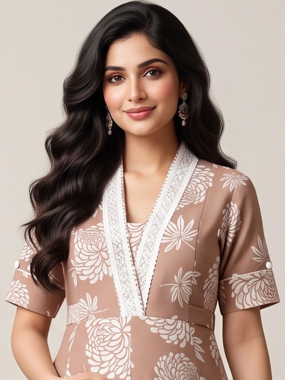 DUMMY SHAPE Women Floral Printed Empire Kurta with Trousers thumbnail 7