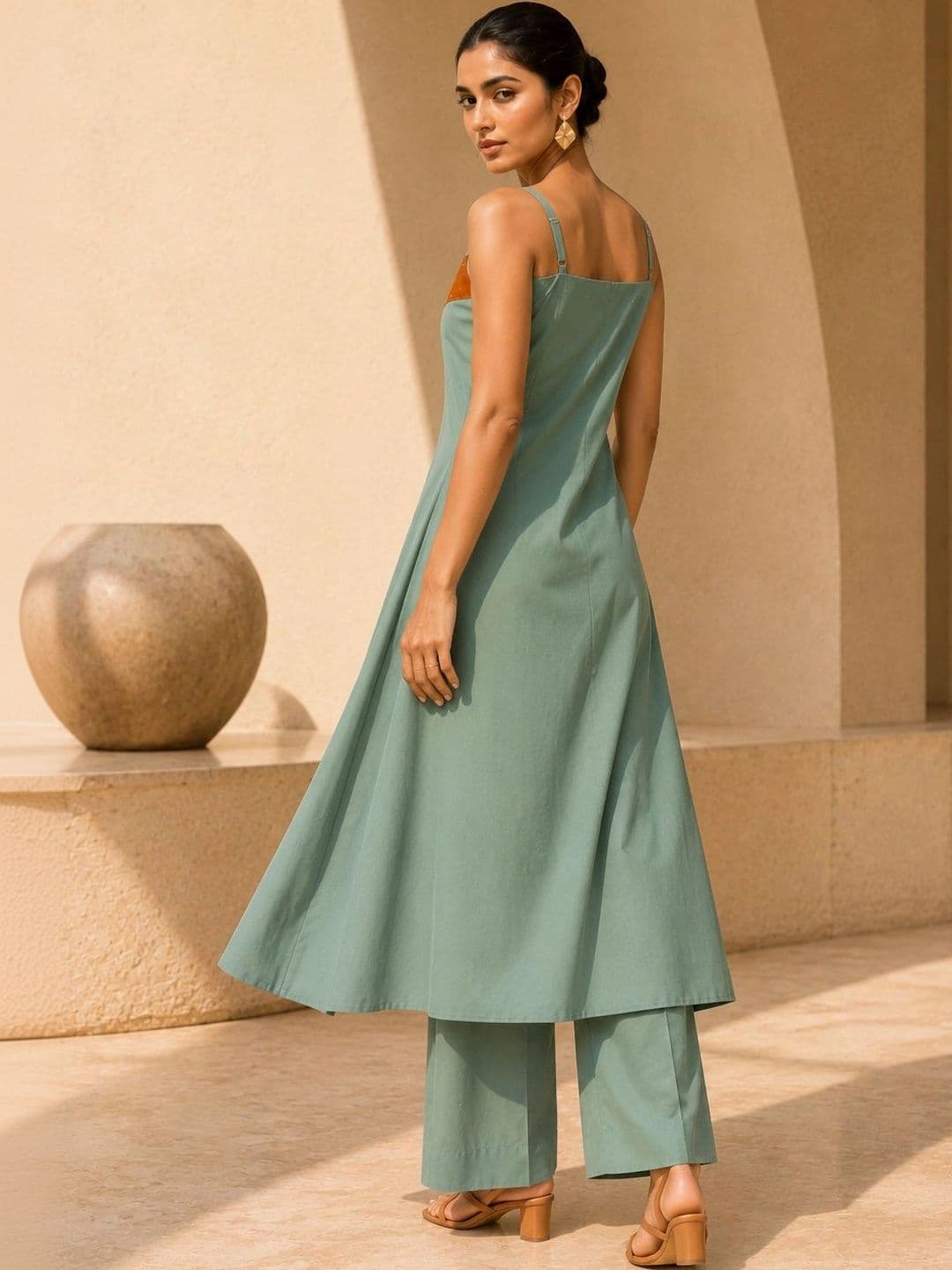BANSARI COLLECTION Women Ethnic Motifs Regular Beads and Stones Pure Cotton Kurta with Trousers thumbnail 4