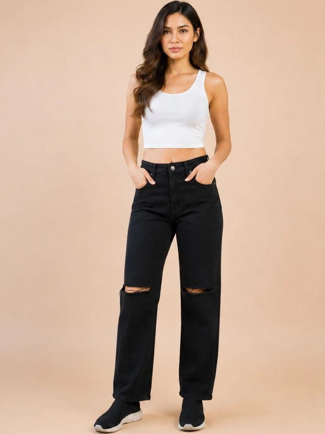Moda Rapido Women Classic Regular Fit Mid-Rise Slash Knee Stretchable Jeans thumbnail 4