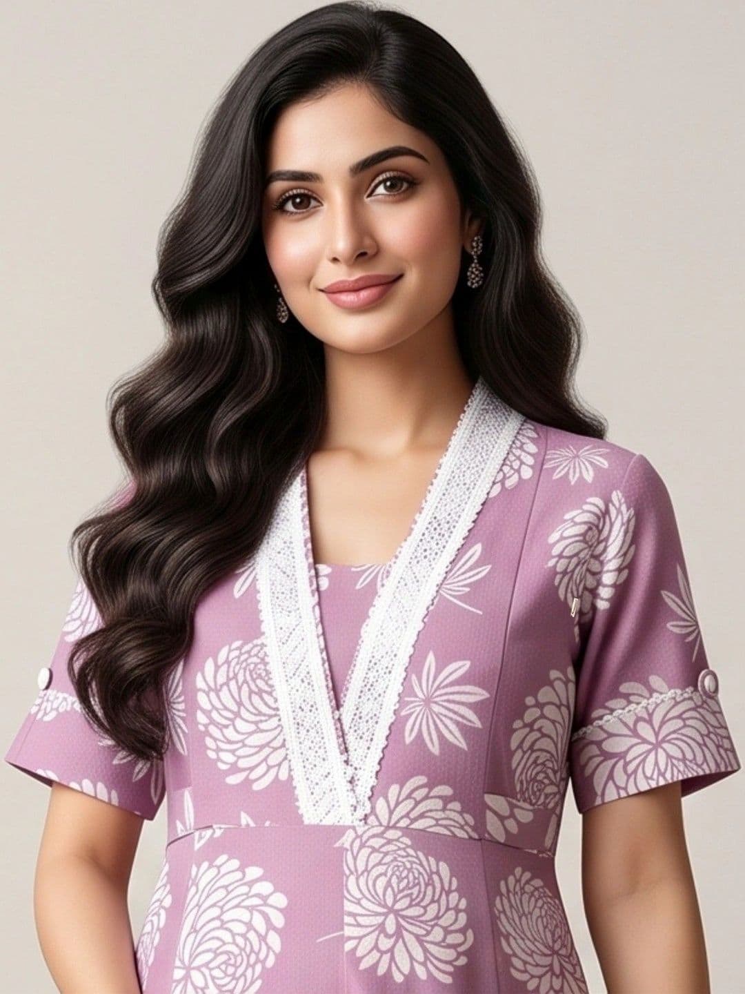 DUMMY SHAPE Women Floral Printed Empire Kurta with Trousers thumbnail 6
