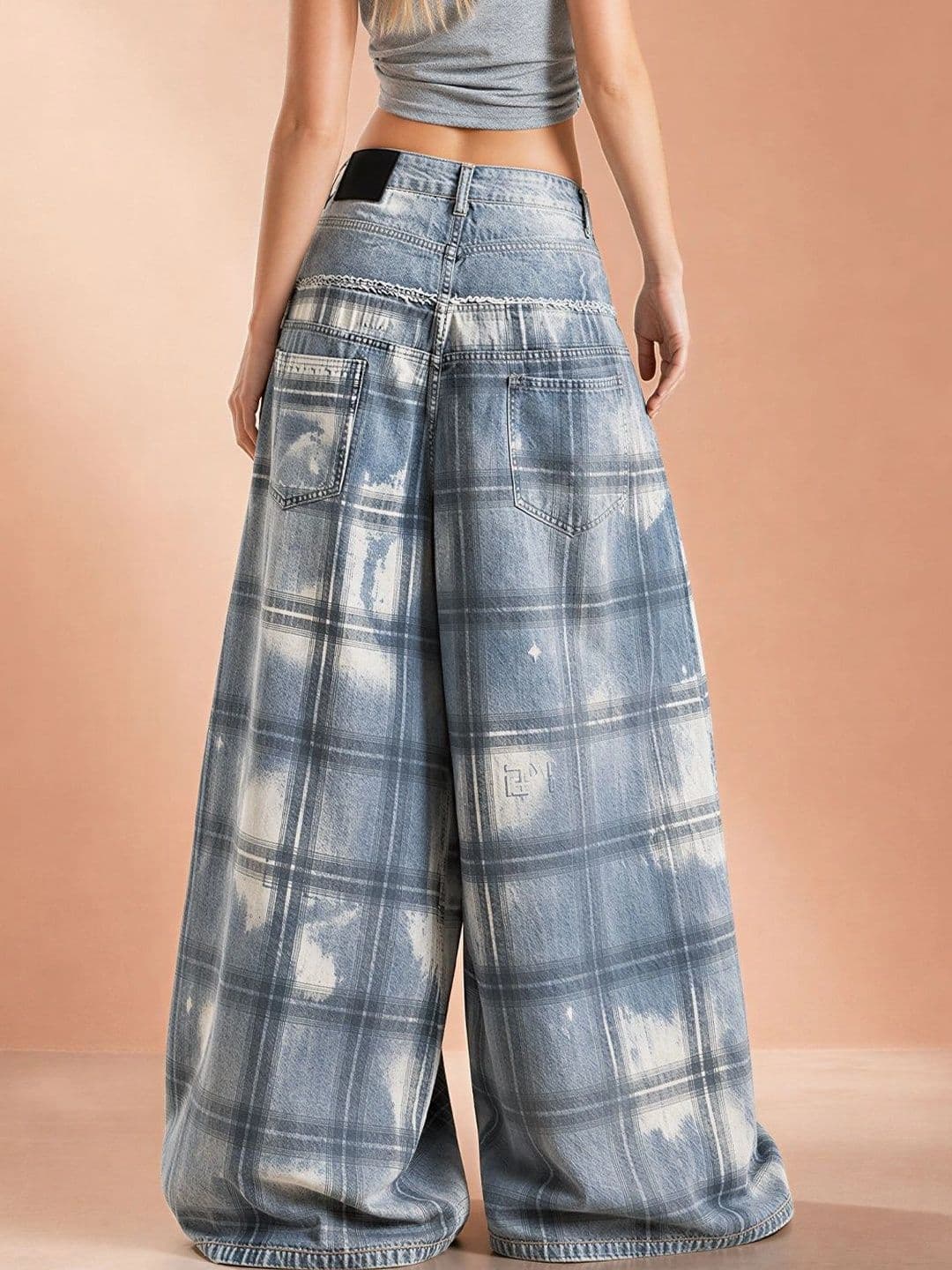 ATELIER REBEL Women Wide Leg Mid-Rise Highly Distressed Light Fade Bleached Jeans thumbnail 2