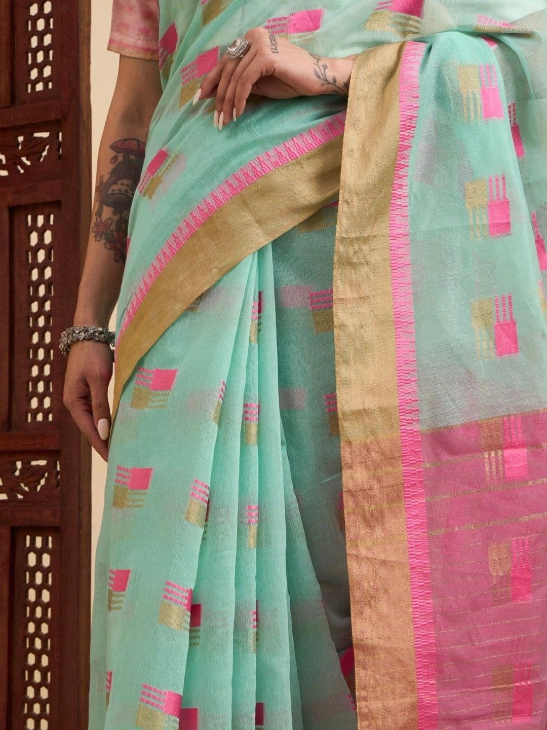 Sangria Woven Design Zari Designer Kota Saree thumbnail 6