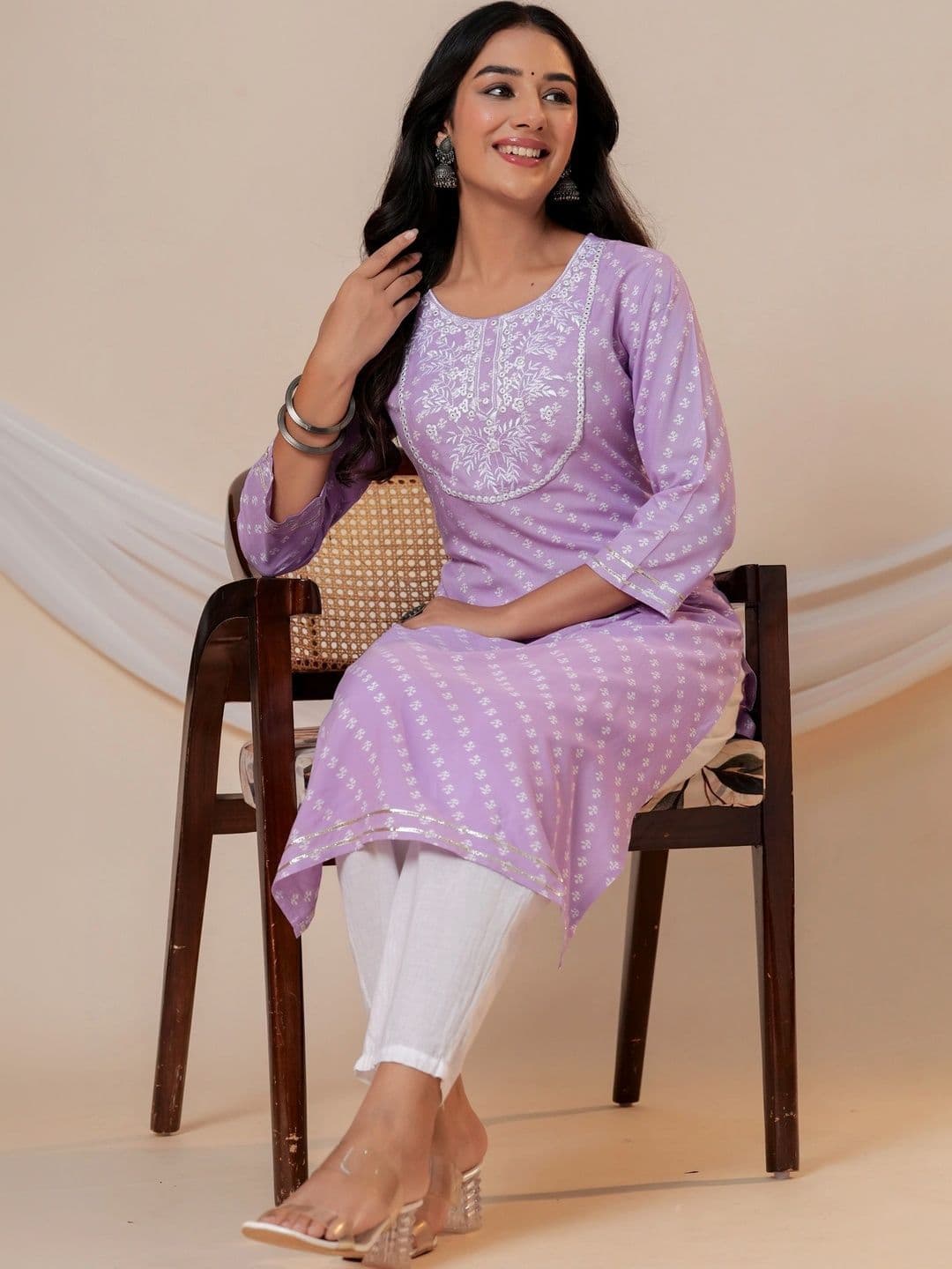 JAIPUR SARAI Women Ethnic Motifs Printed Thread Work Kurta thumbnail 7