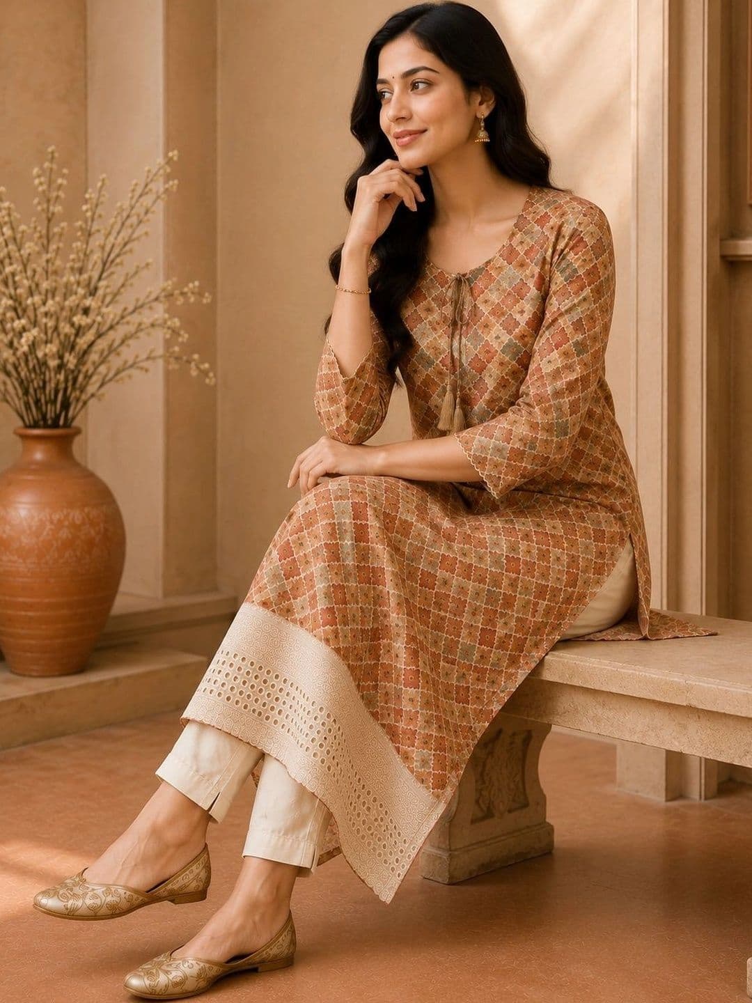 Anouk Women Geometric Printed Kurta thumbnail 4