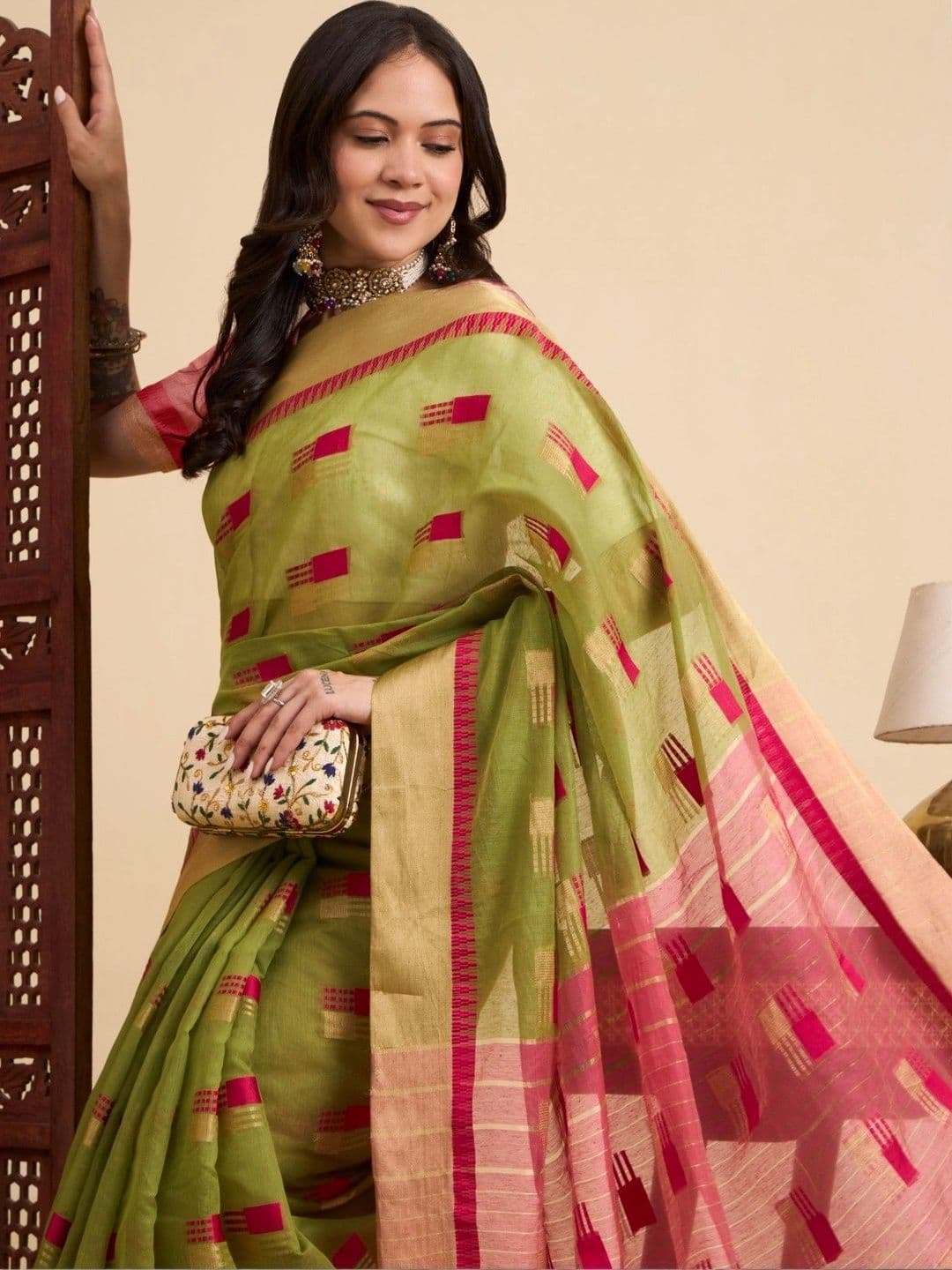 Sangria Woven Design Zari Designer Kota Saree thumbnail 4