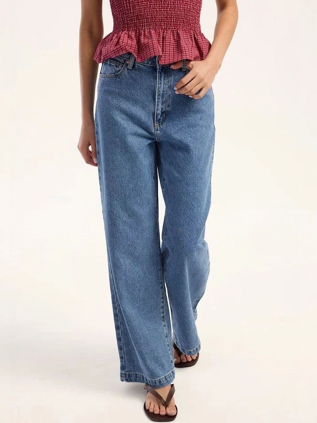 Aadvi Fashion Women Super Wide Leg High-Rise Stretchable Jeans thumbnail 5