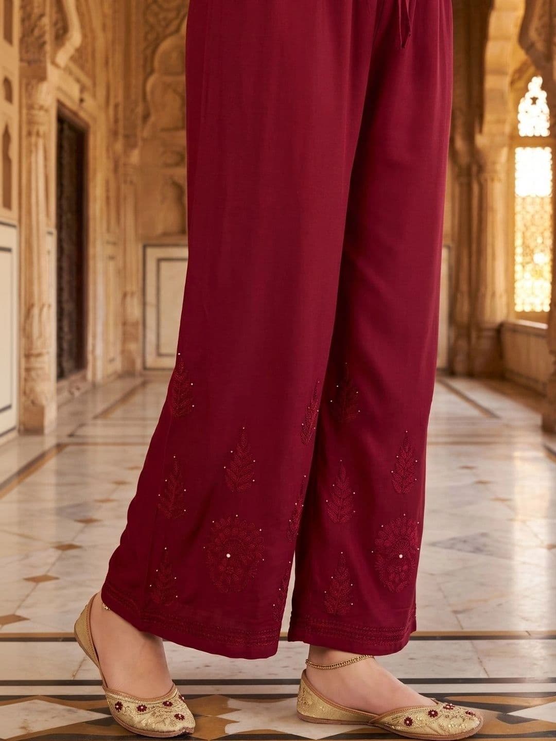 Meiraas Studios Women Ethnic Motifs Embroidered Regular Thread Work Kurta with Palazzos thumbnail 3
