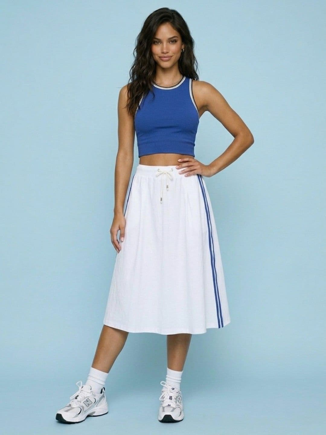 SPORT STREET by glitchez Women Knee Length A-Line Skirt with Side Stripes thumbnail 5