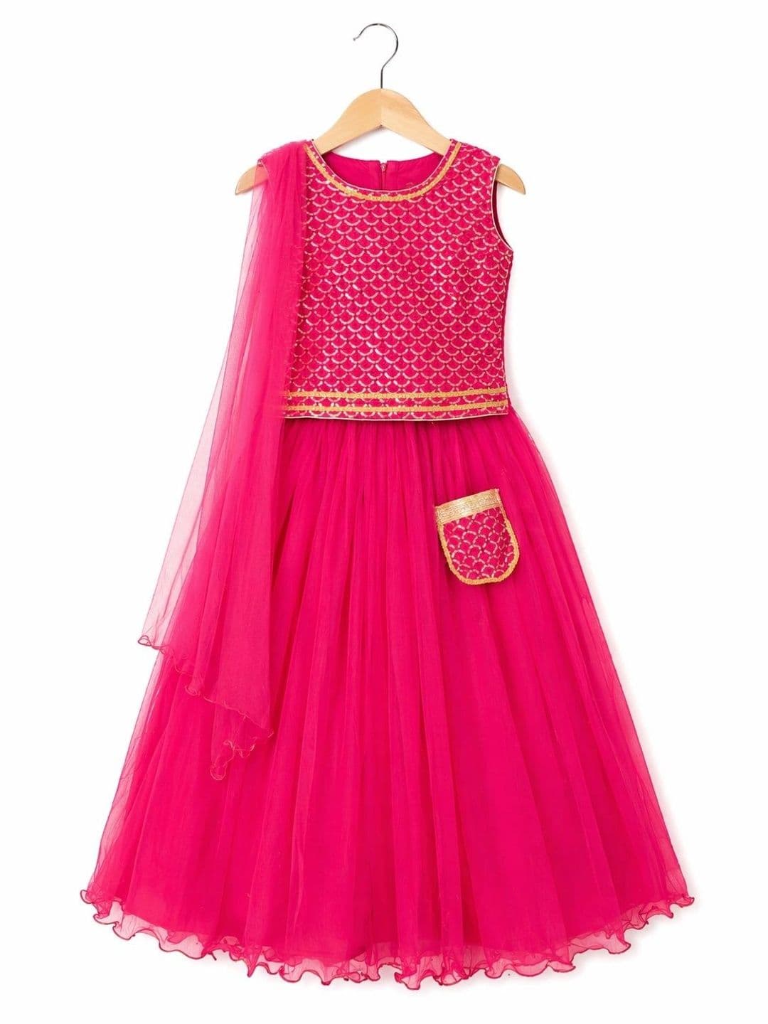 BAESD Girls Embellished Sequinned Ready to Wear Lehenga & thumbnail 2