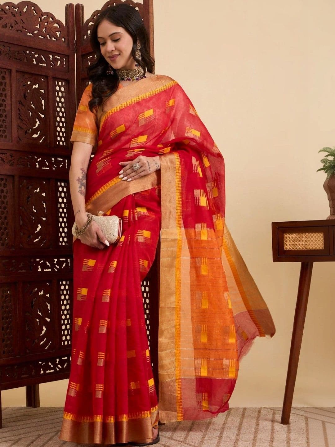 Sangria Woven Design Zari Designer Kota Saree thumbnail 2