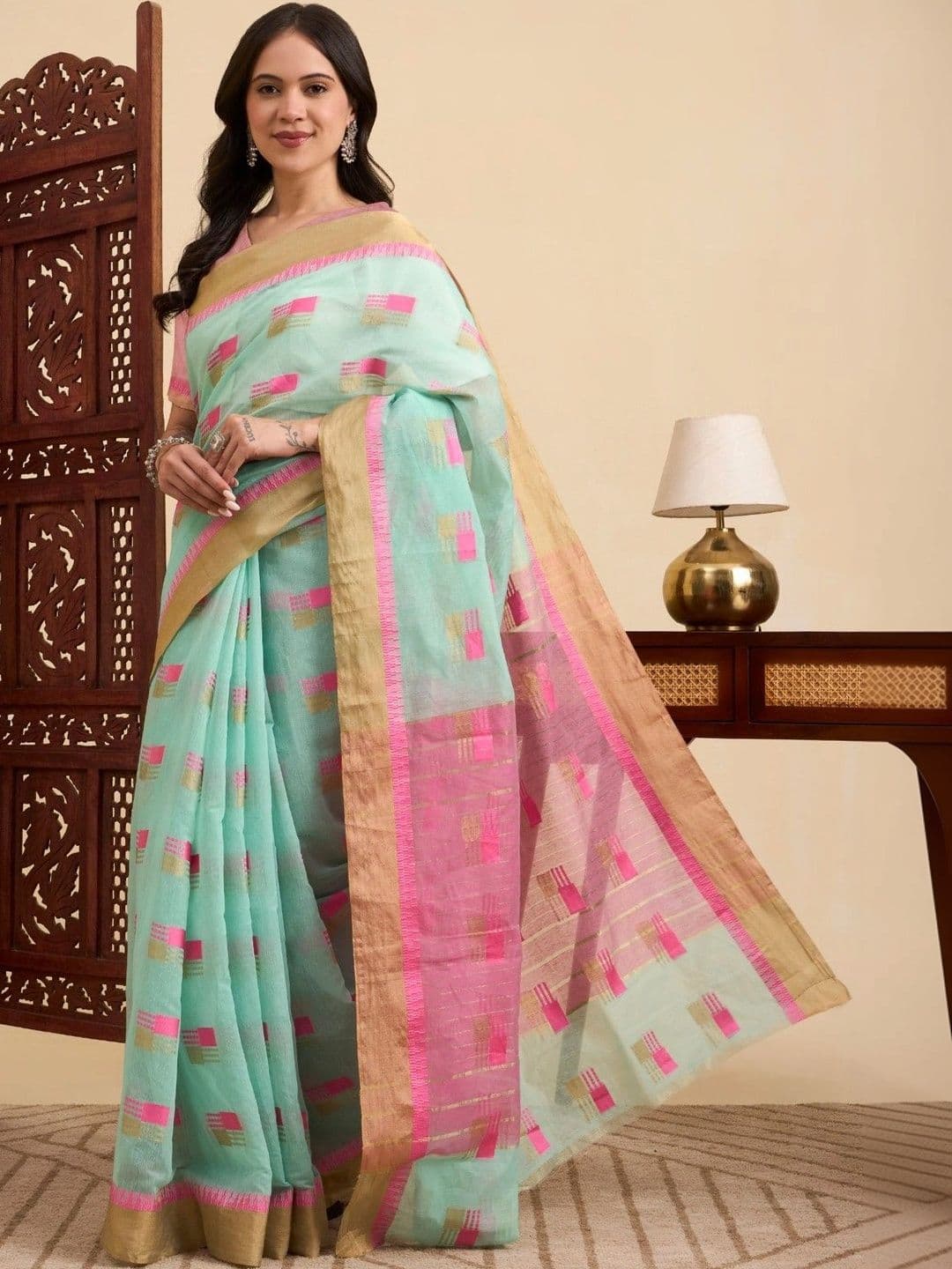 Sangria Woven Design Zari Designer Kota Saree - view 1