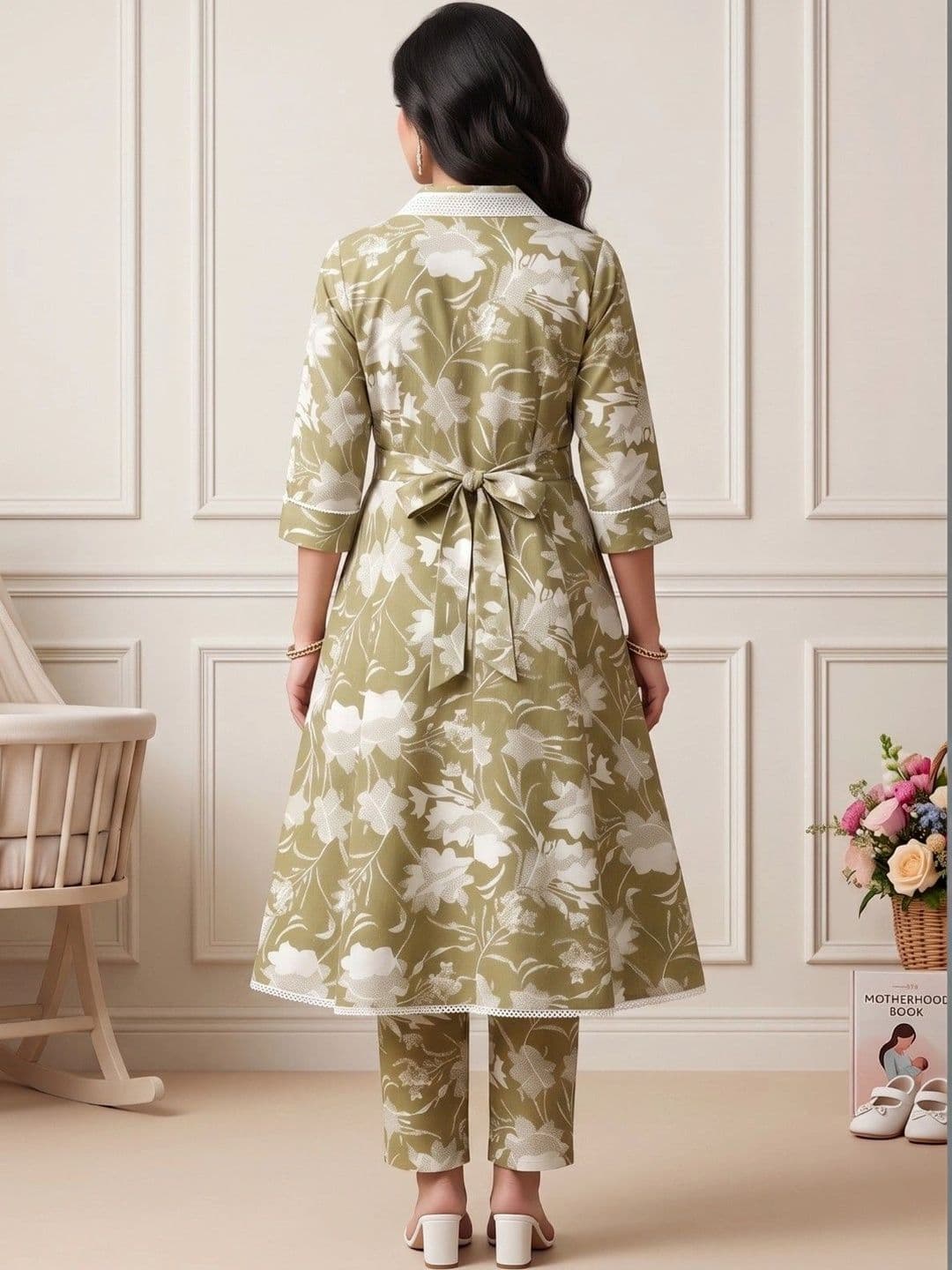 DUMMY SHAPE Women Floral Printed Empire Kurta with Trousers thumbnail 2