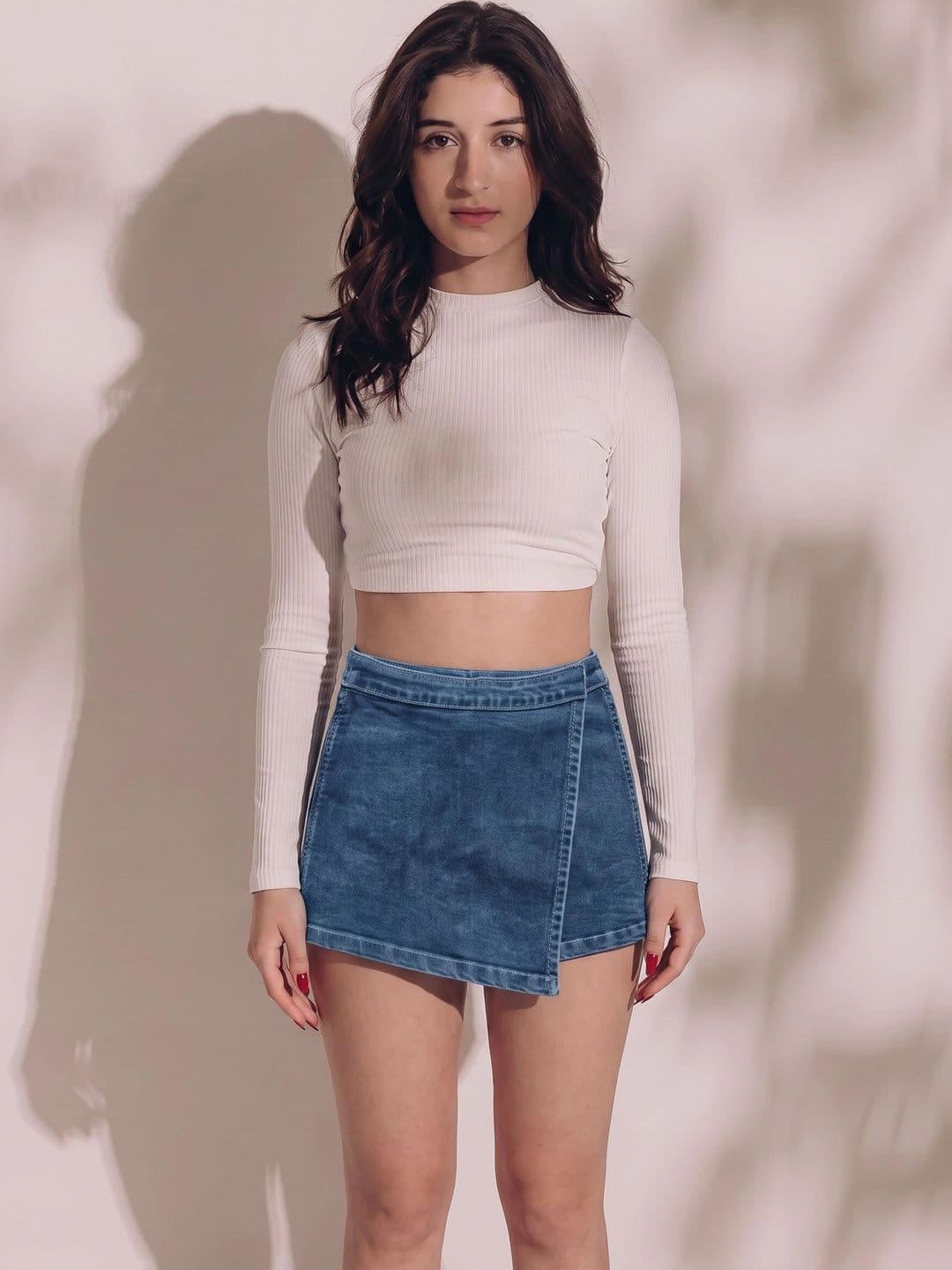 dolsia Women Denim Blend Mini Skorts Skirt - view 1