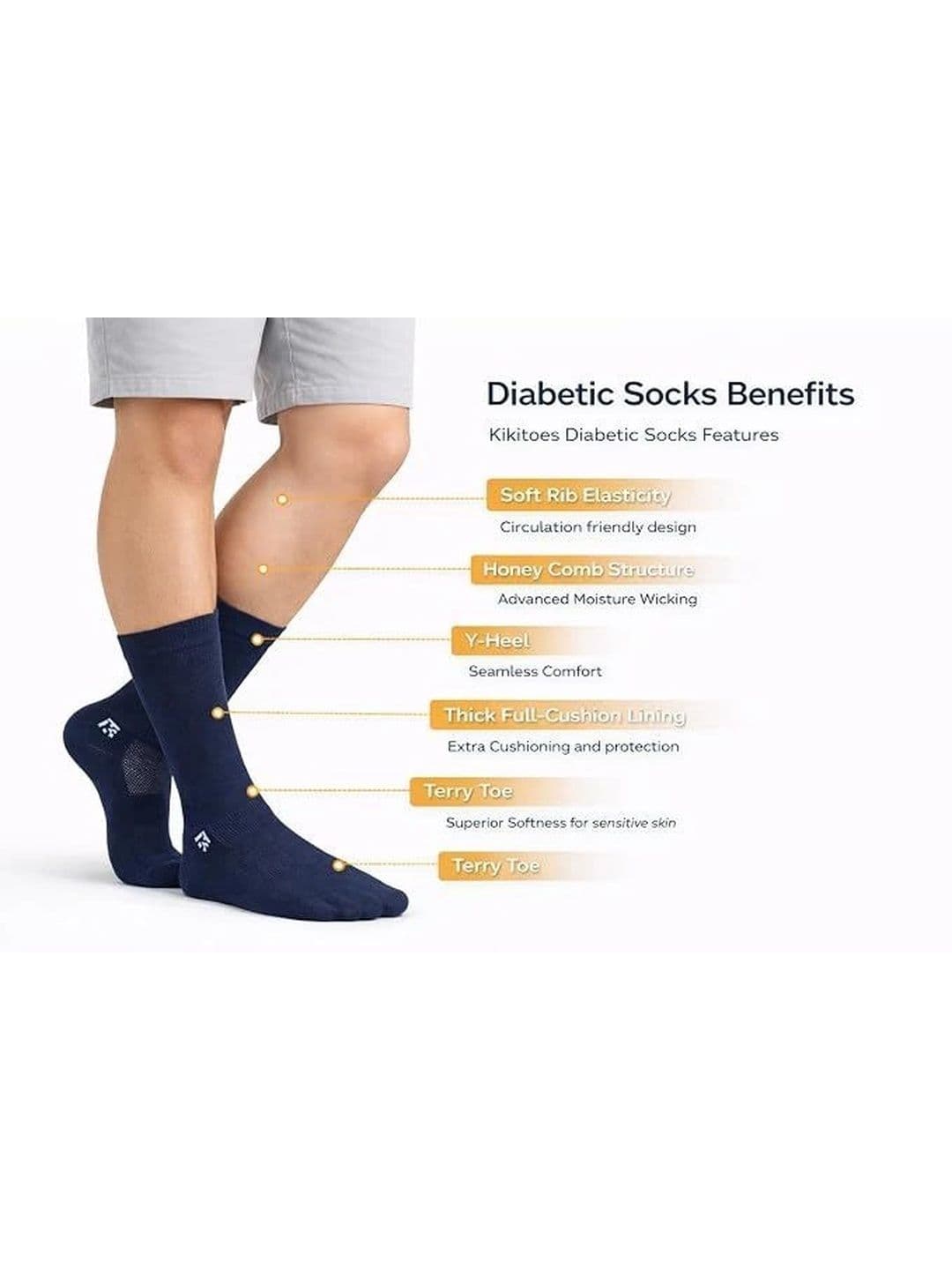 Kikitoes Men Pack of 3 Diabetic Bamboo Assorted Above Ankle Socks thumbnail 2