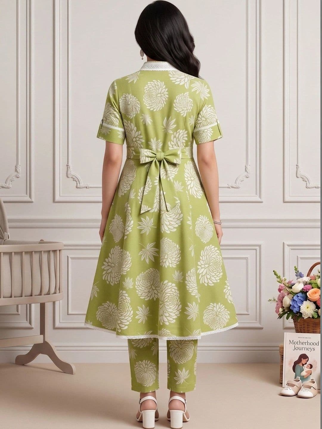 DUMMY SHAPE Women Floral Printed Empire Kurta with Trousers thumbnail 6