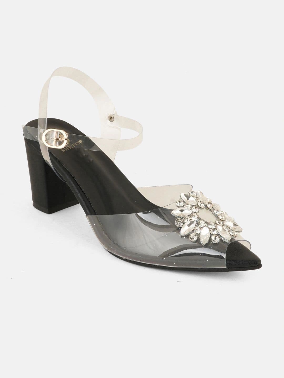 SHETOP Textured Party Block Pumps thumbnail 4