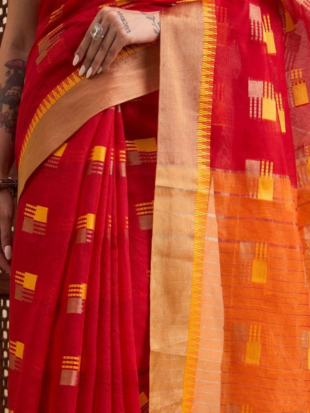 Sangria Woven Design Zari Designer Kota Saree thumbnail 3