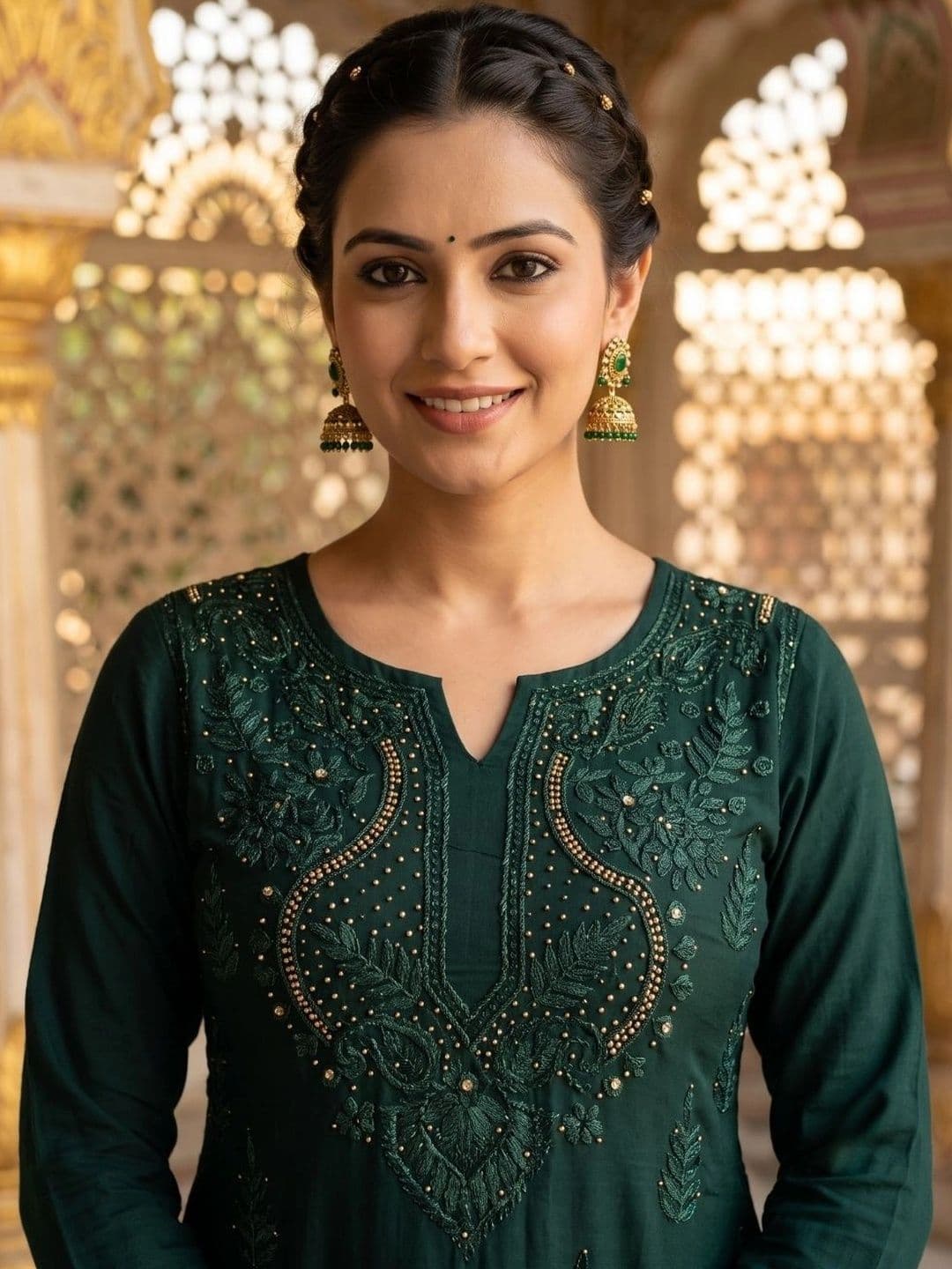 Meiraas Studios Women Ethnic Motifs Embroidered Regular Thread Work Kurta with Palazzos thumbnail 5