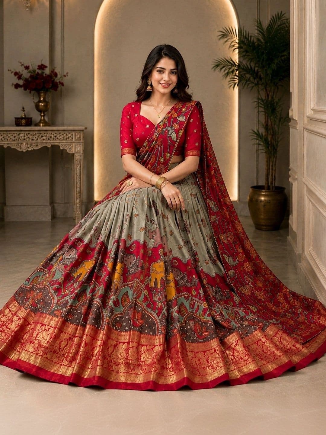 KALINI Embellished Ready to Wear Lehenga & Unstitched Blouse With Dupatta - view 1