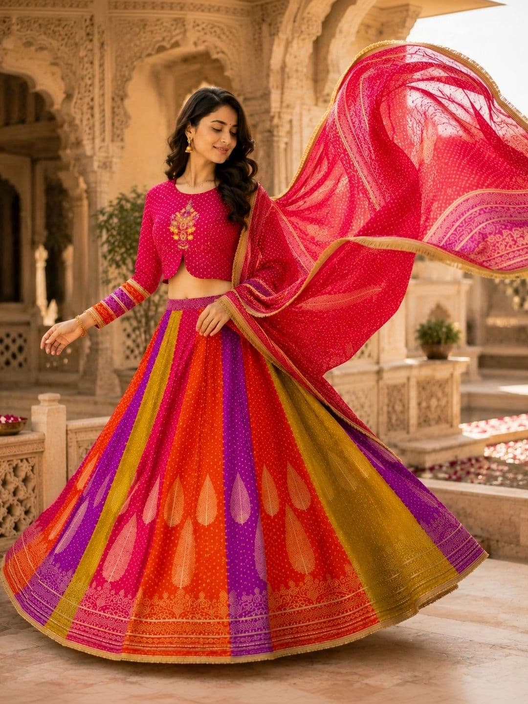 Anouk Printed Thread Work Ready to Wear Lehenga & Blouse With Dupatta thumbnail 4