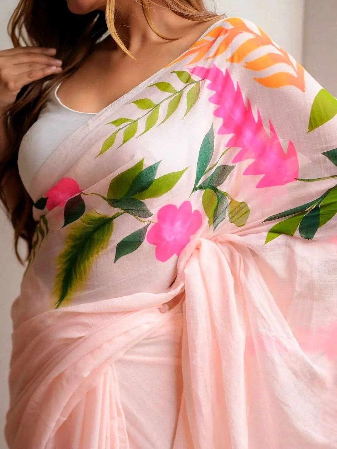 ALMAARI FASHION Floral Pure Cotton Designer Khadi Saree thumbnail 4