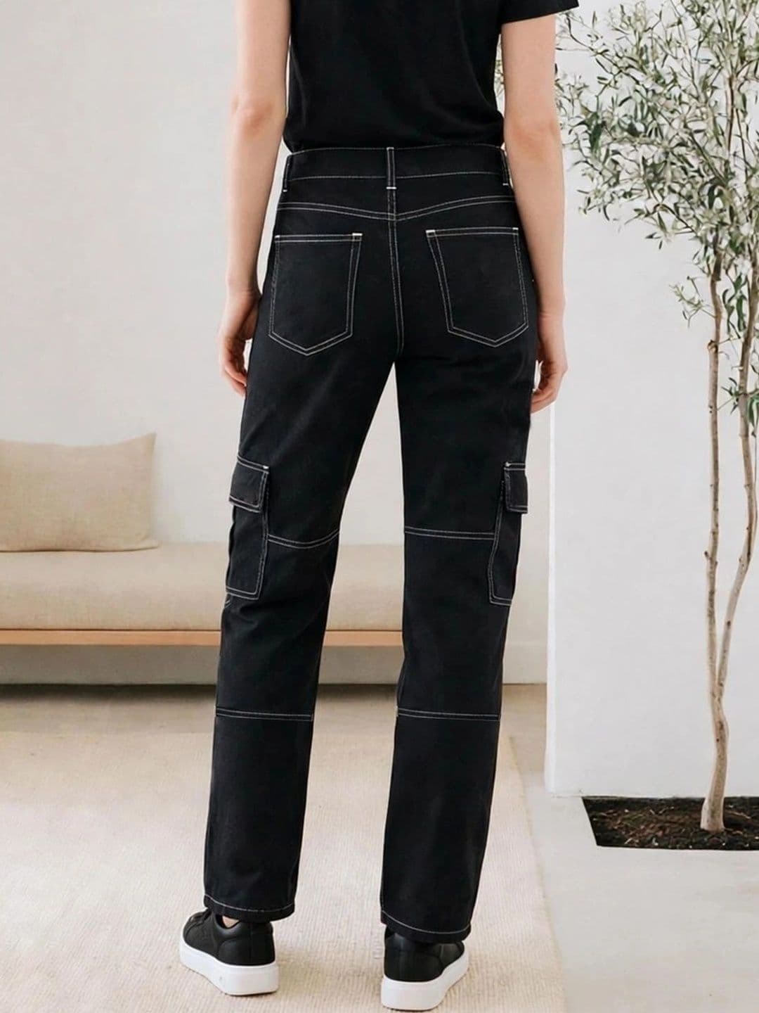 SZN Women Mid-Rise Cargo Jeans thumbnail 3