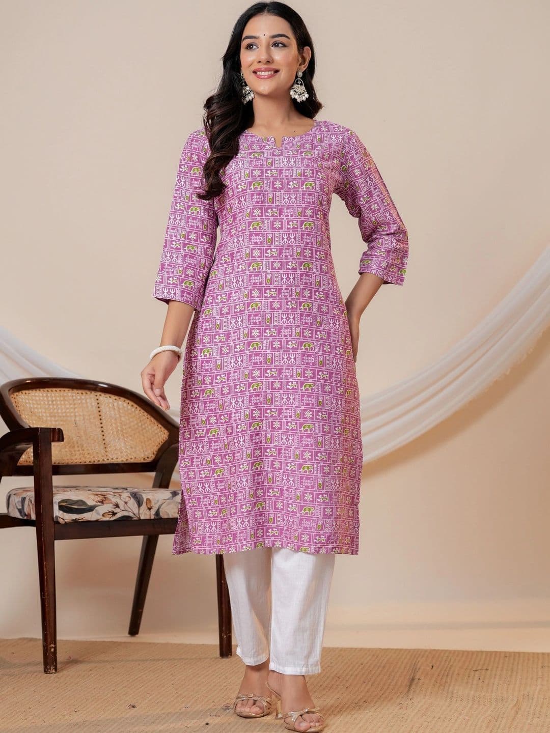 JAIPUR SARAI Women Ethnic Motifs Printed Indie Prints Kurta thumbnail 2