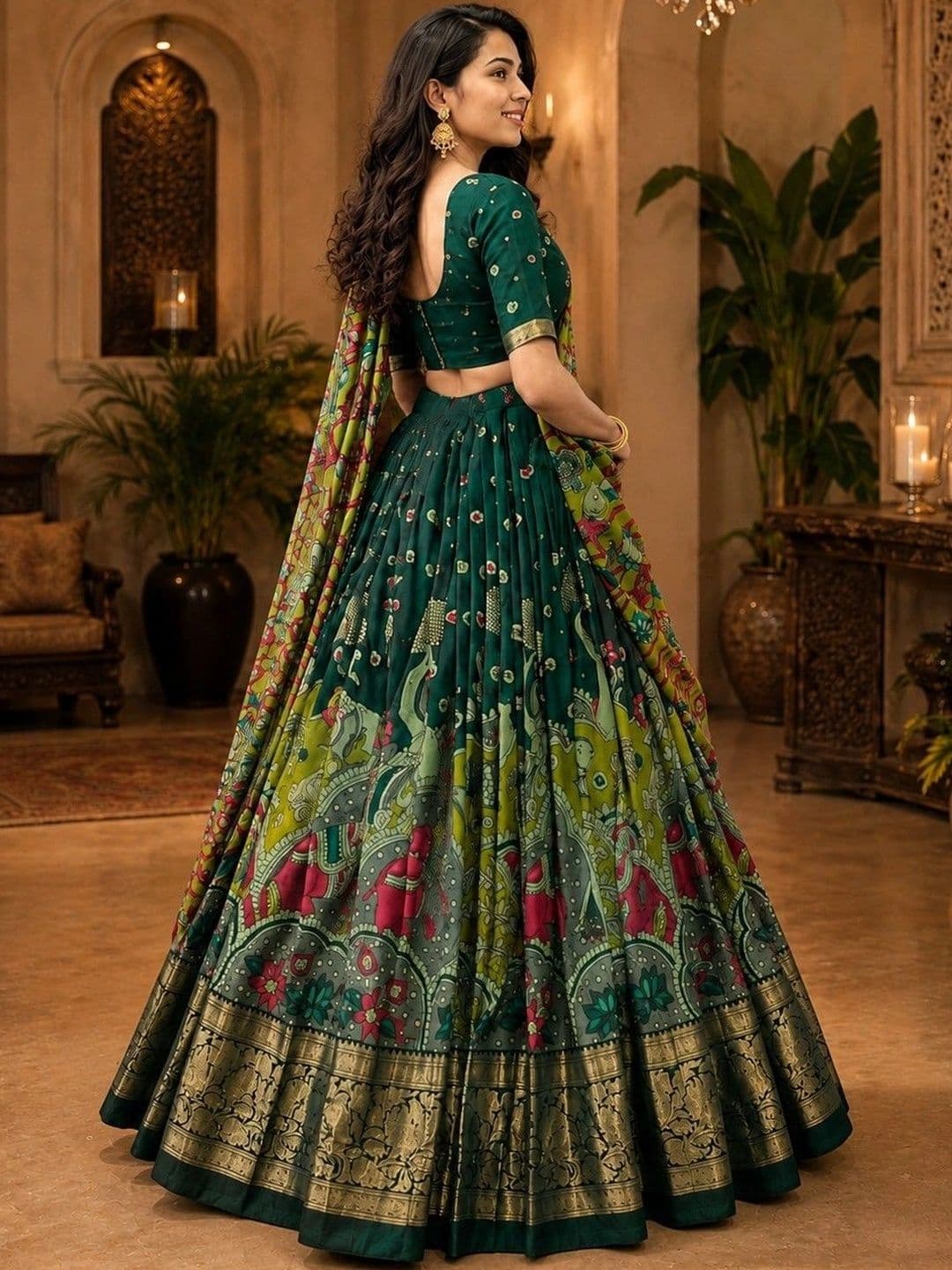 KALINI Embellished Thread Work Ready to Wear Lehenga & Unstitched Blouse With Dupatta thumbnail 3