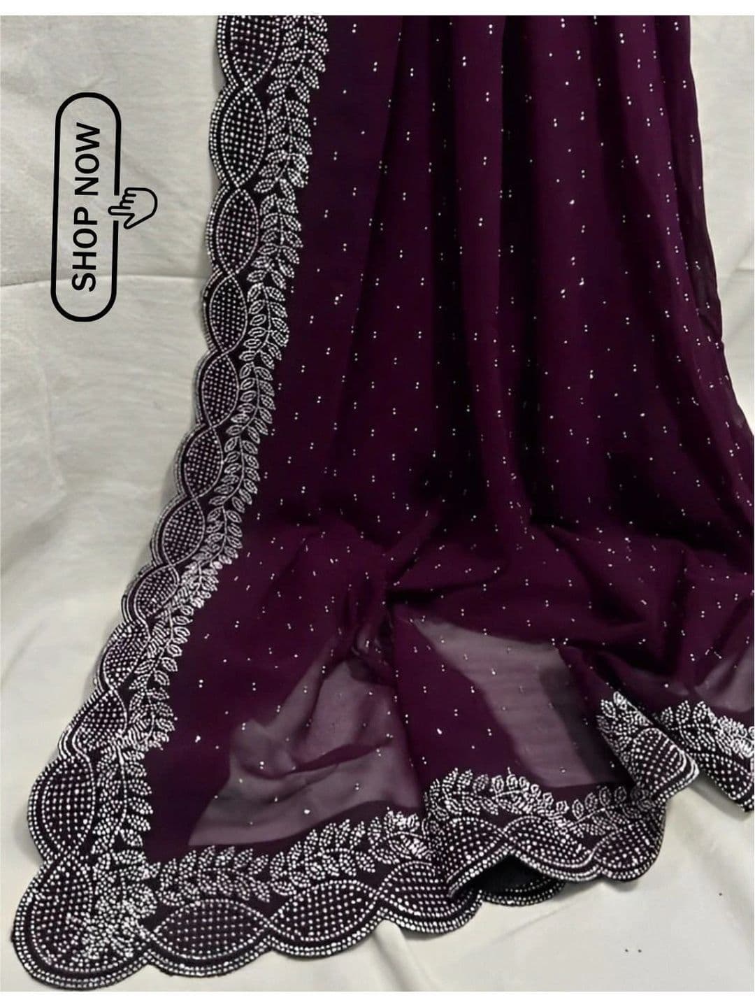 RENBRIZA Embellished Poly Georgette Saree thumbnail 7