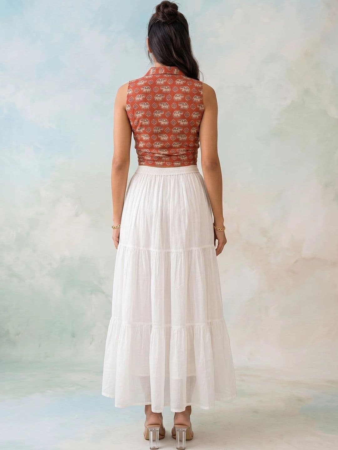 AADVIKA Women Tiered Maxi Tiered Skirt thumbnail 2