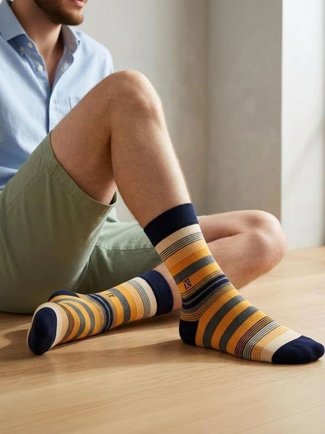 Kikitoes Men Pack of 2 Assorted Striped Ankle Length Socks thumbnail 5
