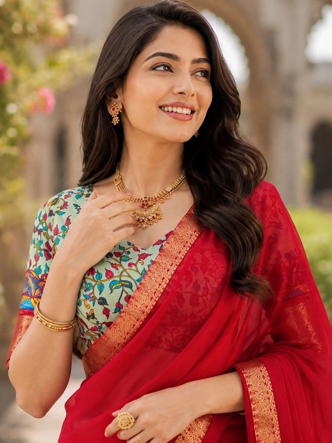KALINI Printed Ready to Wear Lehenga & Unstitched Blouse With Dupatta thumbnail 2
