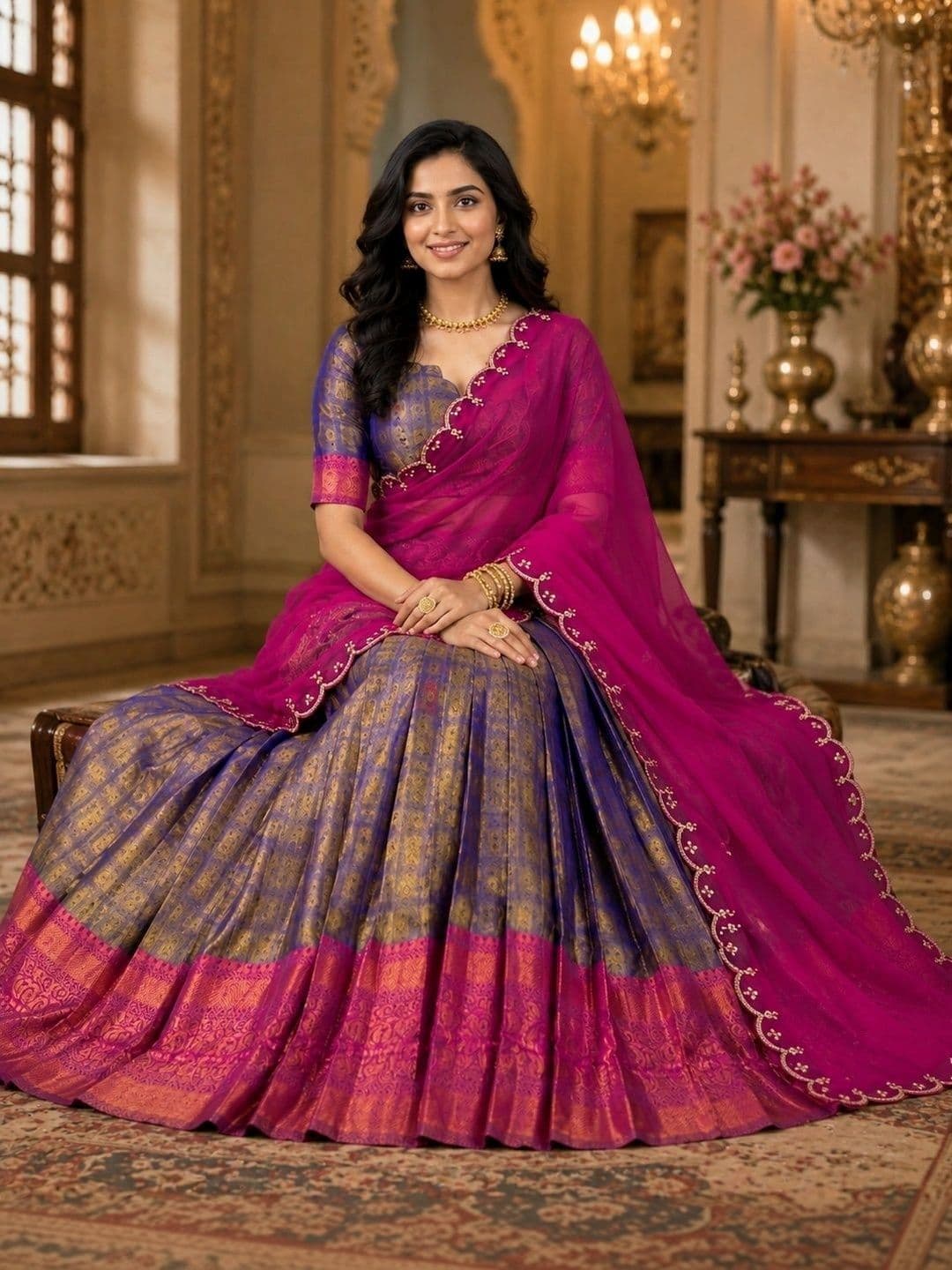 KALINI Ready to Wear Lehenga & Unstitched Blouse With Dupatta thumbnail 6