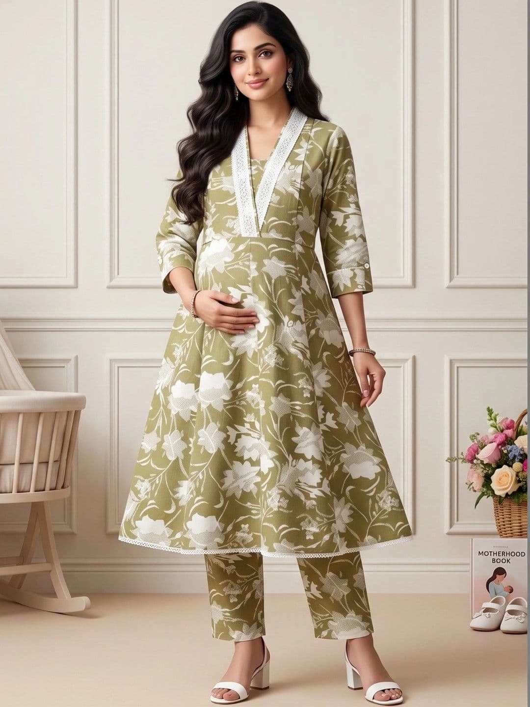 DUMMY SHAPE Women Floral Printed Empire Kurta with Trousers - view 1
