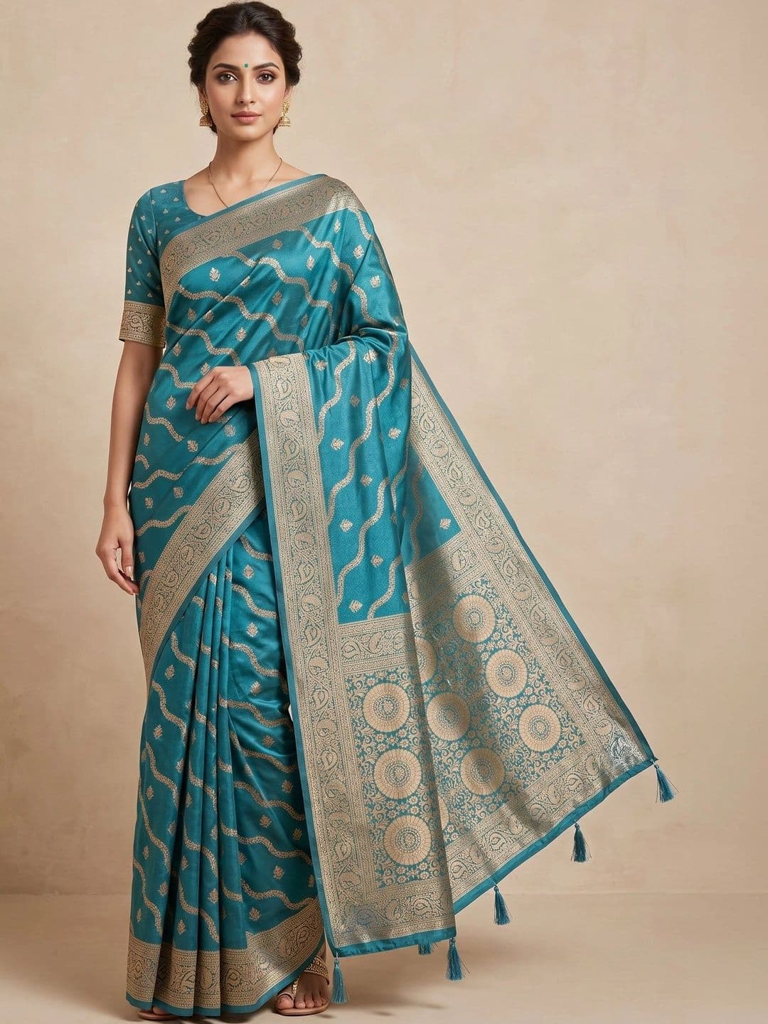 SAANTHA Woven Design Zari Pure Silk Saree - view 1