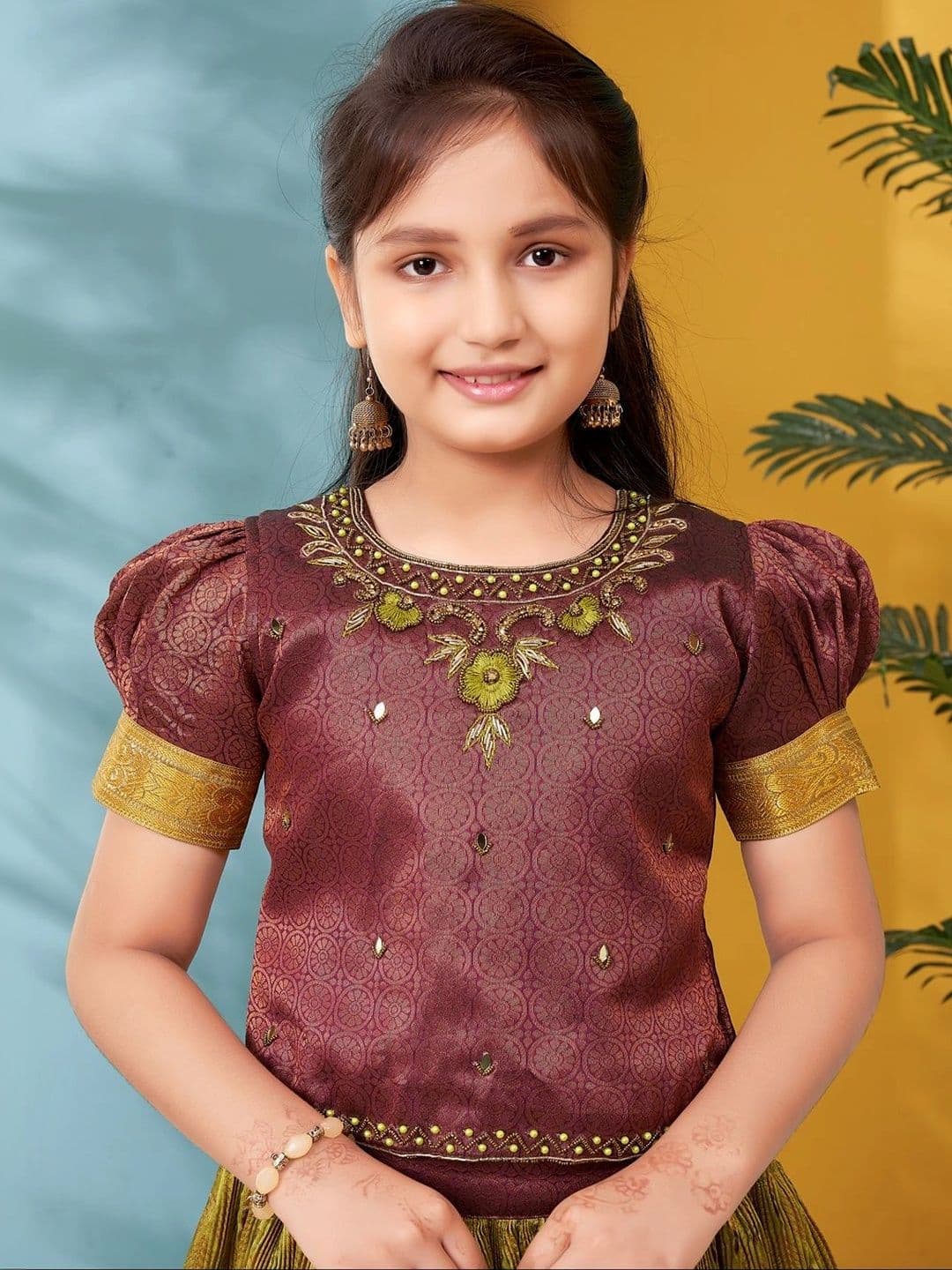 BAESD Girls Embellished Thread Work Ready to Wear Lehenga & thumbnail 3