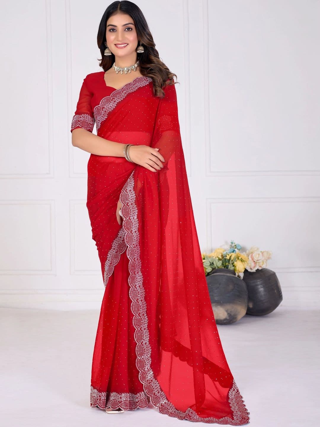 RENBRIZA Poly Georgette Saree thumbnail 3