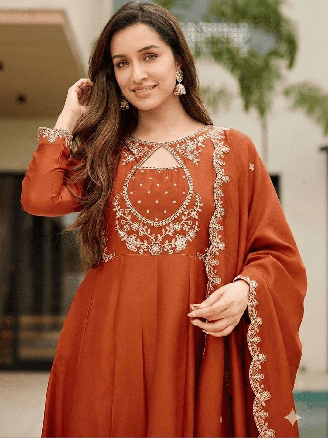 KALINI Women Embroidered Panelled Thread Work Kurta with Trousers & With Dupatta - view 1